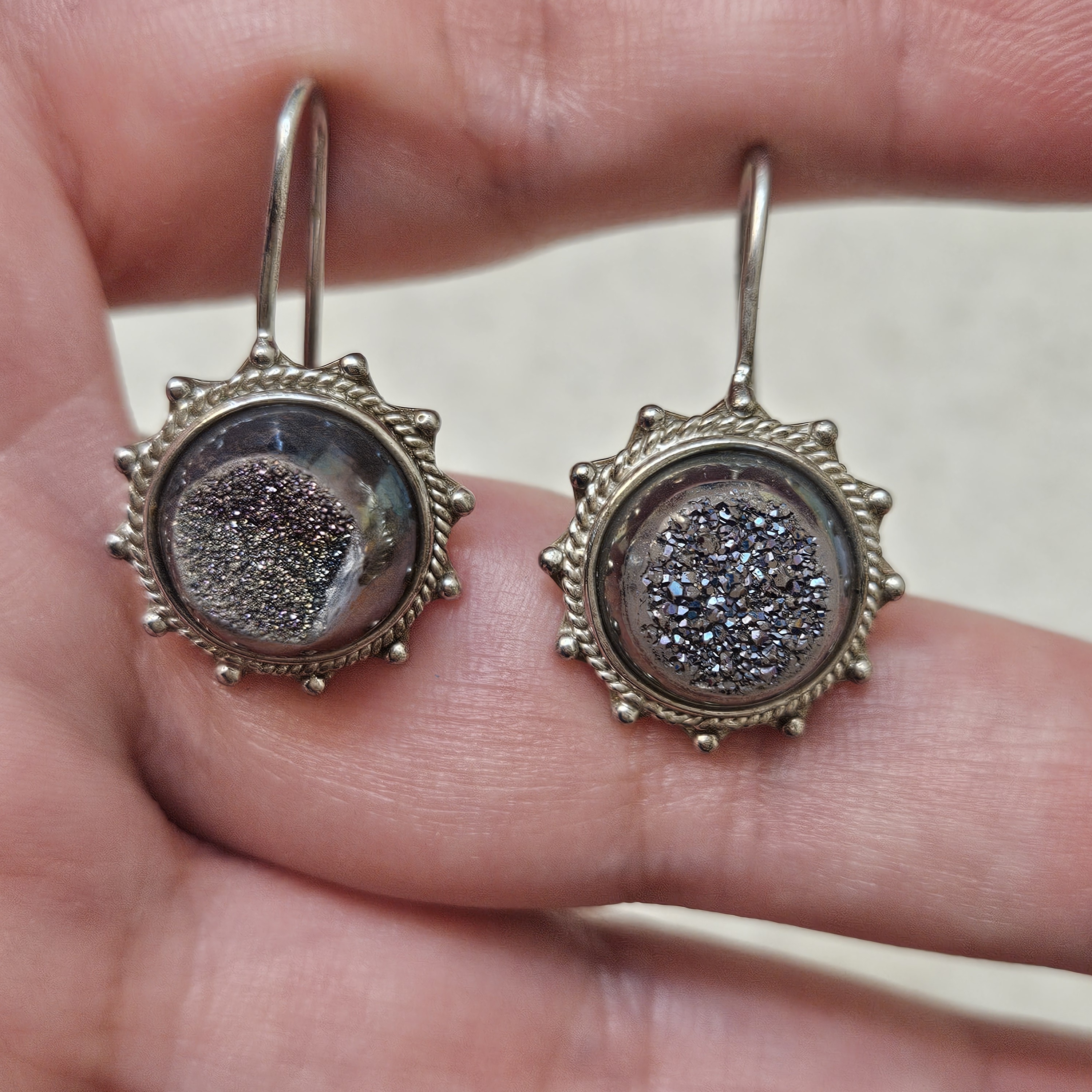 Gem Insider Pjc 925 Sterling Silver Drusy Earrings-Cobalt Drusy